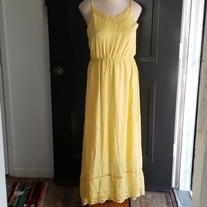 Q2 Yellow Crochet Maxi Dress Size S